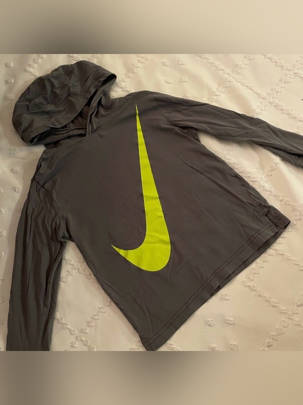 Nike Charcoal Hoodie with Neon Yellow Swoosh